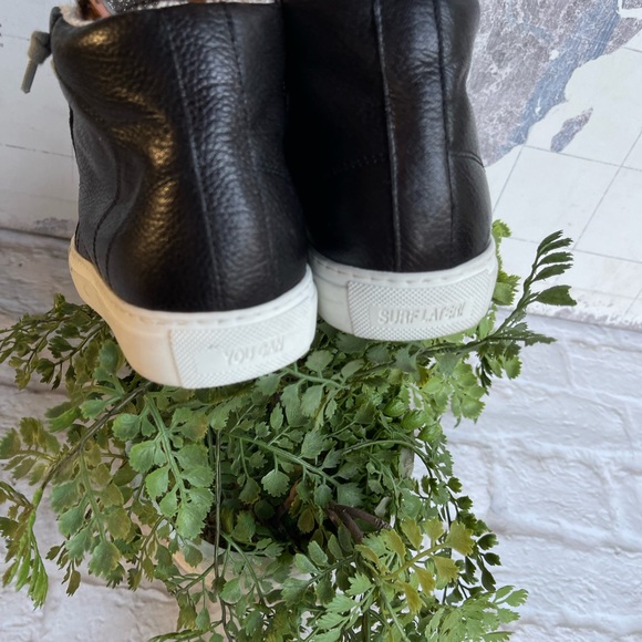 P448 STAR LEATHER HIGH TOP SNEAKER in Pleo Black Leather 35/5 - Picture 4 of 12